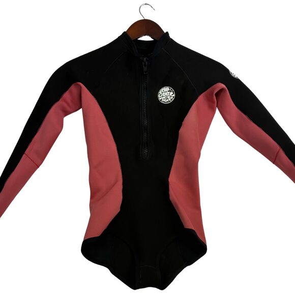 Rip Curl Other - Rip Curl Womens Wetsuit Black Pink Long Sleeve Springsuit Front Zip Size 10